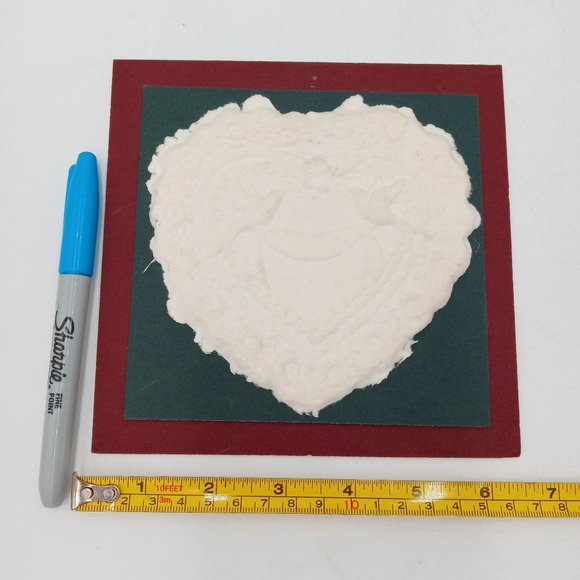 Heart And Birds Paper Cast Art Embossed Pressed Handmade Decor 1980s - Picture 2 of 6
